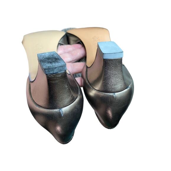 Quiet Lux Vintage VERSANI Womens 11 Gold Pointed Toe Kitten Coquette 80s Heels - Picture 7 of 13